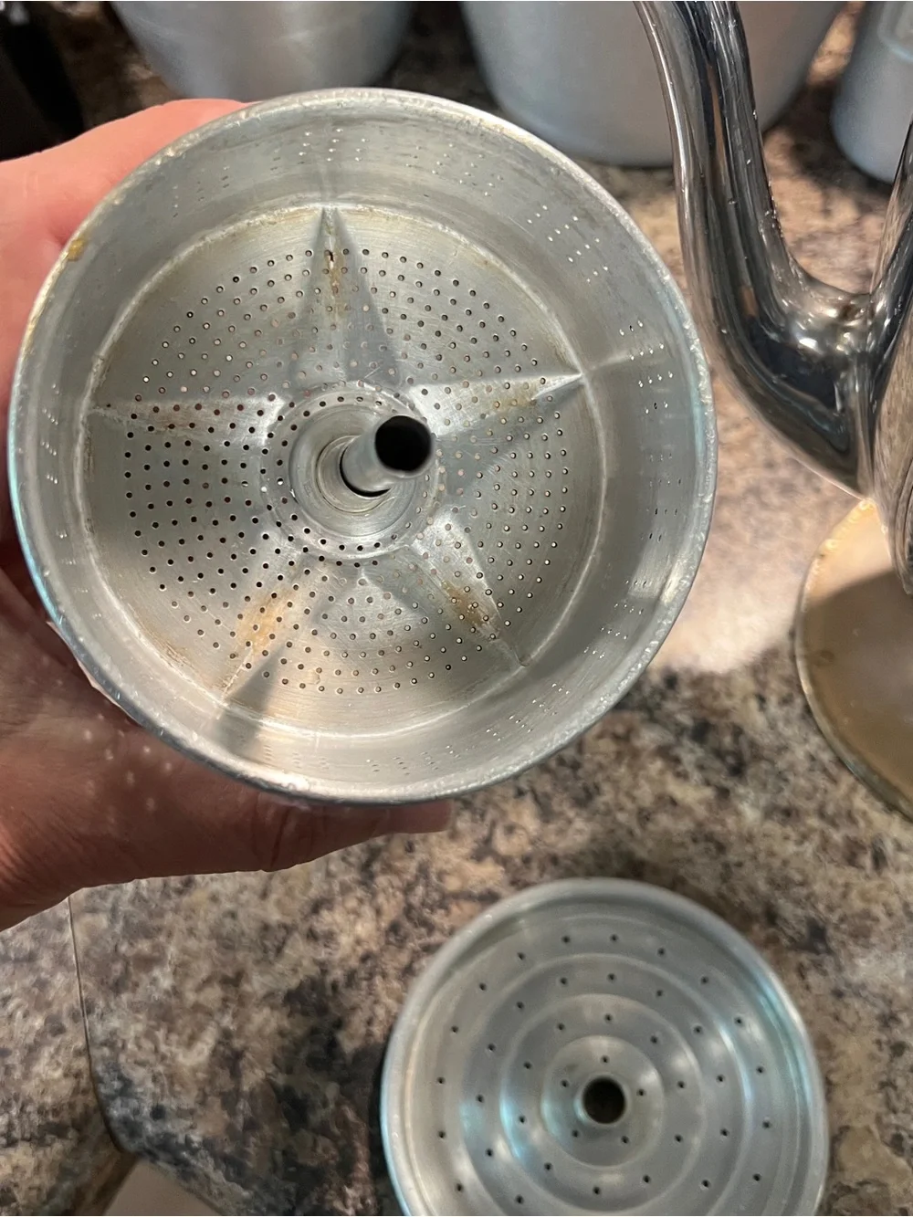 Vintage Mirro Pedestal Percolator with Black Handle